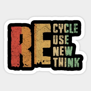 Funny Earth Day Recycle Reuse Renew Rethink Sticker